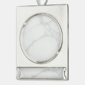 Weißer Marmor Banner-Ornament Silber (Links)