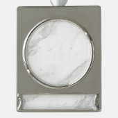 Weißer Marmor Banner-Ornament Silber (Vorderseite)