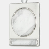 Weißer Marmor Banner-Ornament Silber (Links)