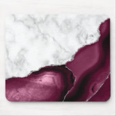 Weißer Marmor Burgundy Silver Agate Mousepad (Vorne)