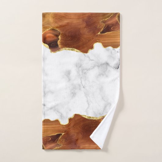Weißer Marmor Burnt Orange Agate Gold Foil Glitzer Badhandtuch Set (Handtuch)