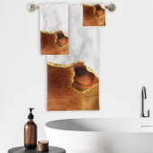 Weißer Marmor Burnt Orange Agate Gold Foil Glitzer Badhandtuch Set
