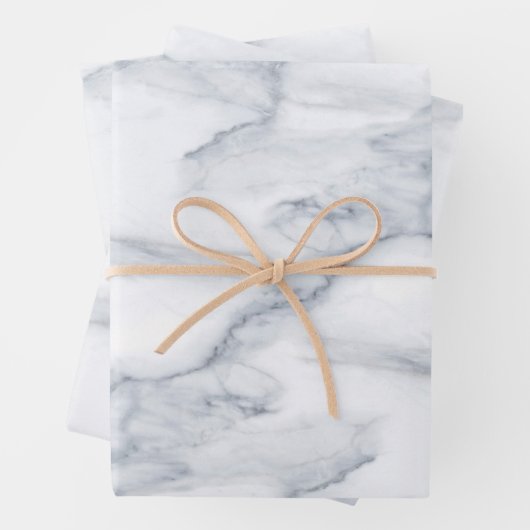 Weißer Marmor Carrara Calacatta Textur Geschenkpapier Set (Beispiel)