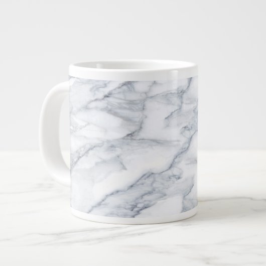 Weißer Marmor Carrara Calacatta Textur Jumbo-Tasse (Vorderseite Links)