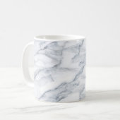 Weißer Marmor Carrara Calacatta Textur Kaffeetasse (Vorderseite Links)