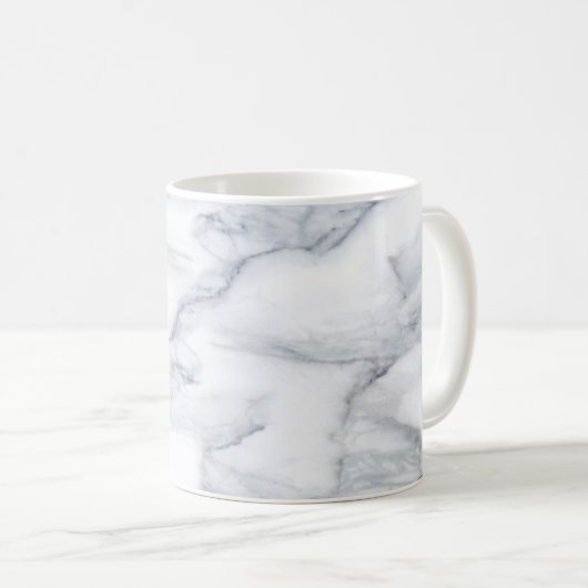 Weißer Marmor Carrara Calacatta Textur Kaffeetasse (VorderseiteRechts)