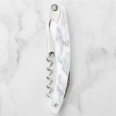 Weißer Marmor Carrara Calacatta Textur Kellnermesser (Vorderseite)