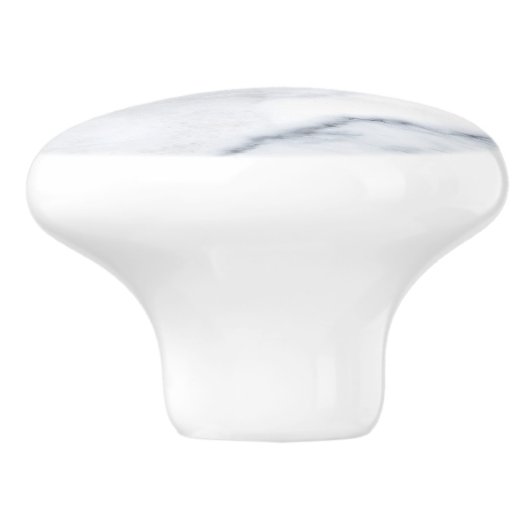 Weißer Marmor Carrara Calacatta Textur Keramikknauf (Seitenansicht)