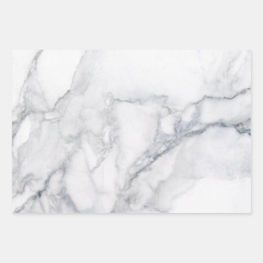 Weißer Marmor Carrara Textur Geschenkpapier Set (Vorderseite 3)