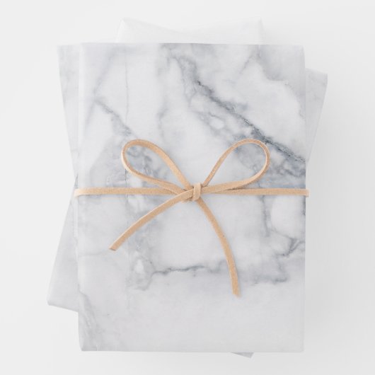 Weißer Marmor Carrara Textur Geschenkpapier Set (Beispiel)