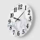 Weißer Marmor Carrara Textur Große Wanduhr (Winkel)