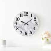 Weißer Marmor Carrara Textur Große Wanduhr (Zuhause)