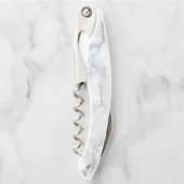Weißer Marmor Carrara Textur Kellnermesser (Vorderseite)
