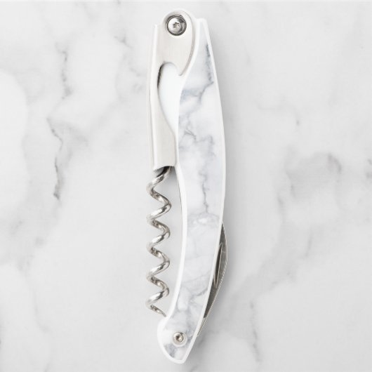 Weißer Marmor Carrara Textur Kellnermesser (Vorderseite)