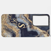weißer Marmor Chic Gold Glitter Monogramm Samsung Galaxy Hülle (Linke Seite)