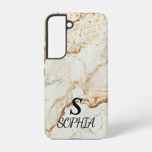 weißer Marmor Chic Gold Glitter Monogramm Samsung Galaxy Hülle (Rückseite)
