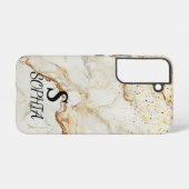 weißer Marmor Chic Gold Glitter Monogramm Samsung Galaxy Hülle (Rückseite (Horizontal))