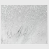 Weißer Marmor Chic Silver Glitzer Geschenkpapier (Flach)