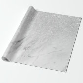 Weißer Marmor Chic Silver Glitzer Geschenkpapier (Ungerollt)