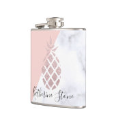 Weißer Marmor des eleganten RosengoldGlitters Flachmann (Links)