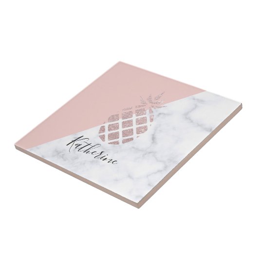 Weißer Marmor des eleganten RosengoldGlitters Fliese (Seite)