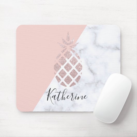 Weißer Marmor des eleganten RosengoldGlitters Mousepad (Mit Mouse)