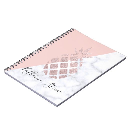 Weißer Marmor des eleganten RosengoldGlitters Notizblock (Linke Seite)
