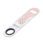 Weißer Marmor des eleganten RosengoldGlitters Speed Flaschenöffner (Vorderseite Schrägansicht)