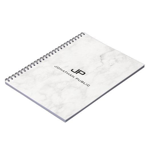 Weißer Marmor Elegant Modernes Design Template Spi Notizblock (Linke Seite)