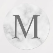 Weißer Marmor Elegante Monogramm-Etiketten Etiketten (Design 2)