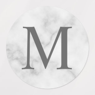 Weißer Marmor Elegante Monogramm-Etiketten Etiketten