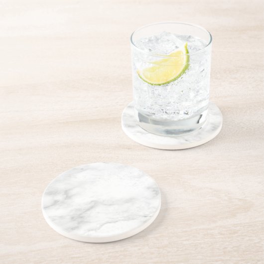 Weißer Marmor Eleganter Vorlagenrundsandstein Getränkeuntersetzer (Seite)