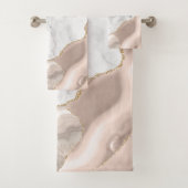 Weißer Marmor Elfenbein Beige Agate Gold Glitzer Badhandtuch Set (Insitu)