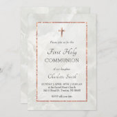 weißer Marmor Erste Heilige Kommunion Einladung (Vorne/Hinten)
