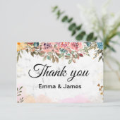 Weißer Marmor Farben kreativ Wasserfarbe Dankeskarte (Stehend Vorderseite)