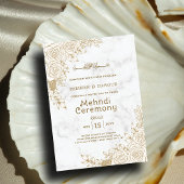 Weißer Marmor Floral Lace Islamischer Mehndi Einladung