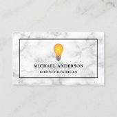 Weißer Marmor Gelbe Glühbirne Elektrischer Visitenkarte (Vorderseite)