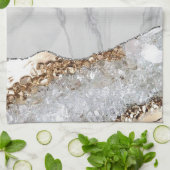 Weißer Marmor Gilded Black Agate Geschirrtuch (Gefaltet)