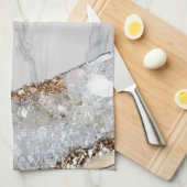 Weißer Marmor Gilded Black Agate Geschirrtuch (Viertel Falte)