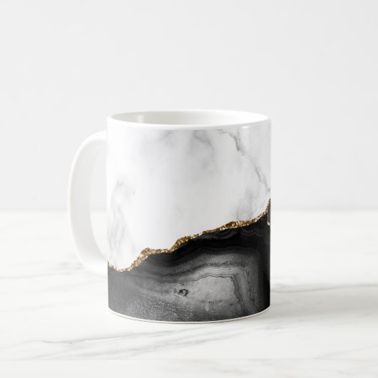 Weißer Marmor Gilded Black Agate Kaffeetasse (Vorderseite Links)
