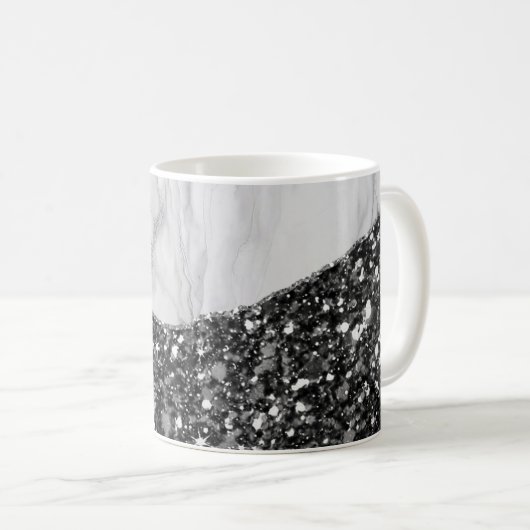 Weißer Marmor Gilded Black Agate Kaffeetasse (VorderseiteRechts)
