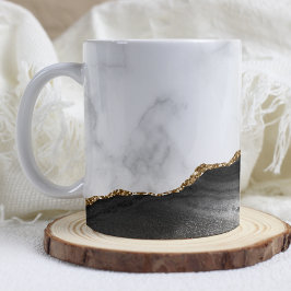 Weißer Marmor Gilded Black Agate Kaffeetasse