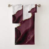Weißer Marmor Gilded Burgundy Agate Badhandtuch Set (Insitu)