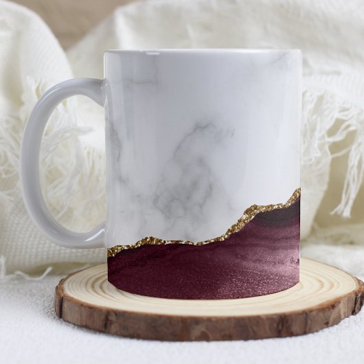 Weißer Marmor Gilded Burgundy Agate Kaffeetasse
