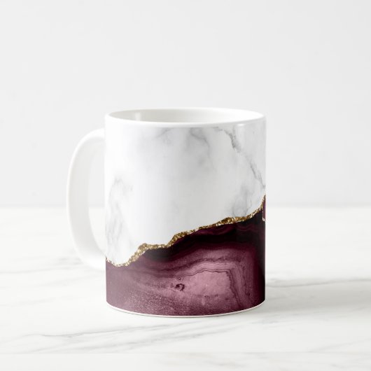 Weißer Marmor Gilded Burgundy Agate Kaffeetasse (Vorderseite Links)
