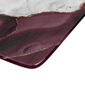 Weißer Marmor Gilded Burgundy Agate Schneidebrett (Ecke)