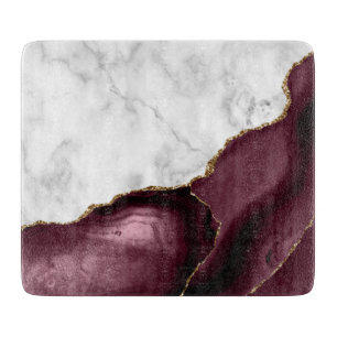 Weißer Marmor Gilded Burgundy Agate Schneidebrett