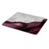 Weißer Marmor Gilded Burgundy Agate Schneidebrett (Ecke)