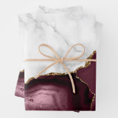 Weißer Marmor Gilded Burgundy Red Agate Geschenkpapier Set (Beispiel)