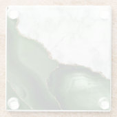 Weißer Marmor Gilded Hunter Green Agate Glasuntersetzer (Rückseite)